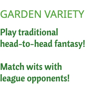 Play traditional head-to-head fantasy! Match wits with league opponents!