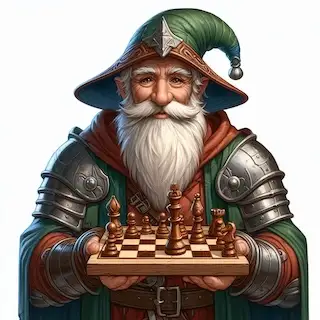 medieval elder with chess board