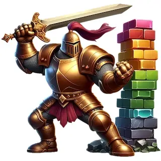 knight with colored blocks