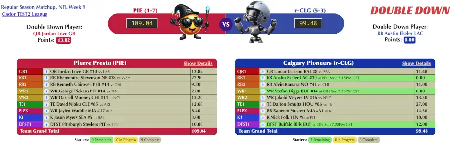 Double Down head to head matchup